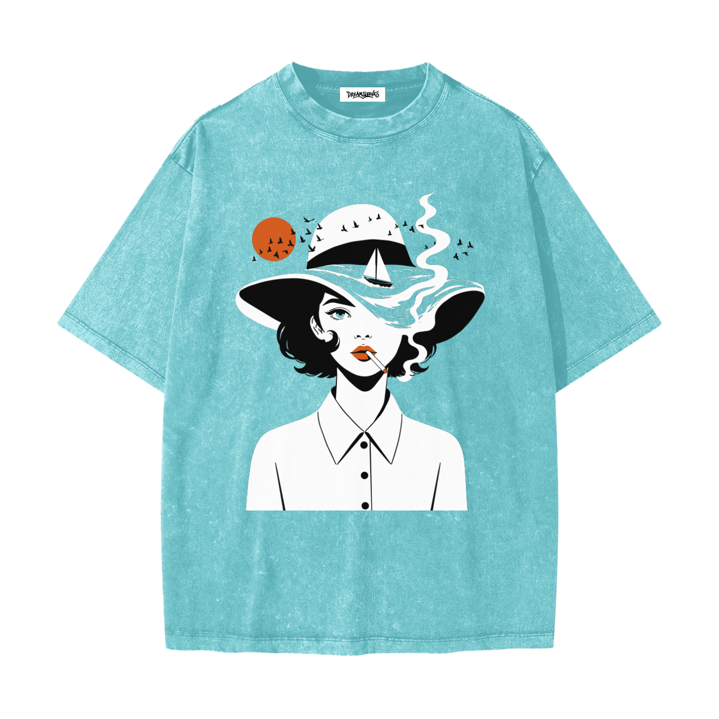 Blue Wave Hat - Heavyweight Snow Washed T-Shirt